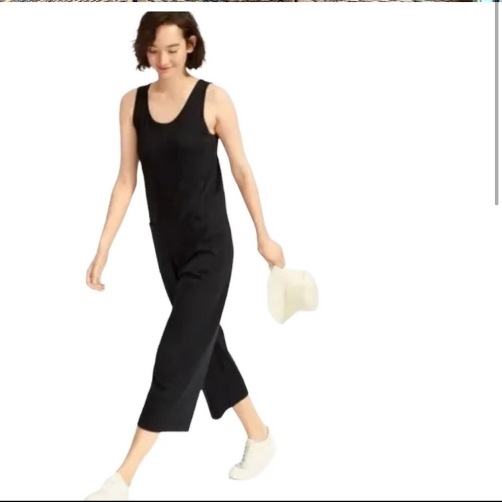 Everlane The Luxe Cotton Jumpsuit in Black MISSING BELT